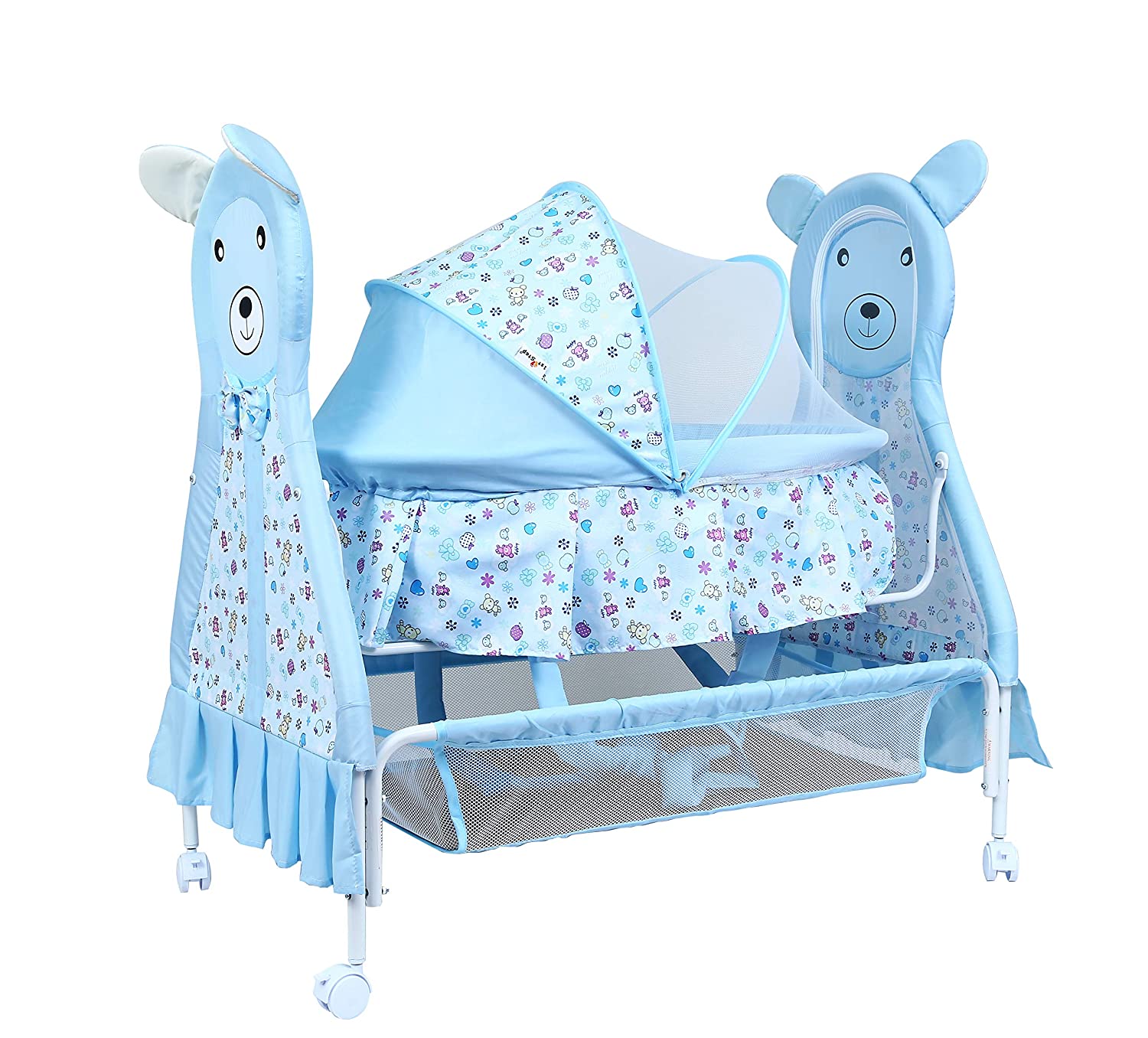 1st Step Cradle with Swing, Mosquito Net and Storage Basket (Blue)